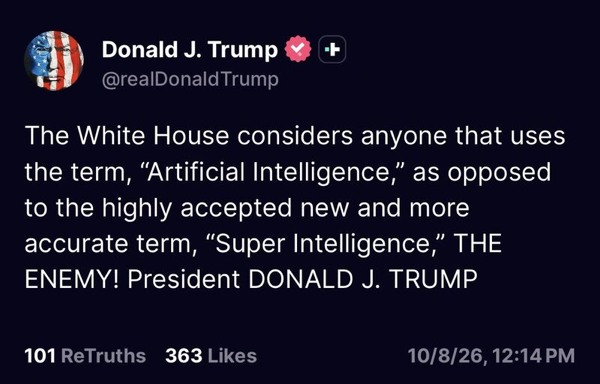 Le message de Donald Trump sur Truth Social, jeudi 8 octobre